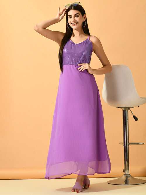 Women's Lavender Empire  Party  Dress - Myshka