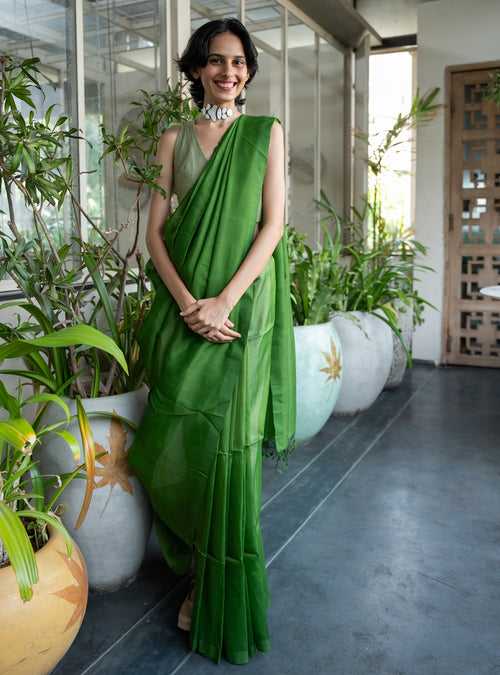 Handloom Green Mangalgiri Cotton Silk Saree