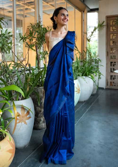 Handloom Blue Mangalgiri Cotton Silk Saree