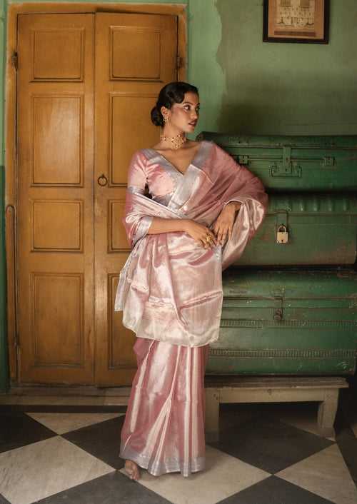 Handwoven Mulberry Silk Tissue Saree