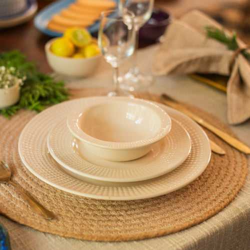 Dinner Plates Classic Ceramic Dinner Plate - Set of 2 Glazed Ceramic  11” Beige