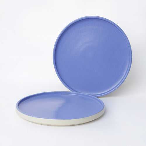 Dinner Plates Matte Rim Dinner Plate - Set of 2 -  Glazed Ceramic  - 11” Jodhpur Blue