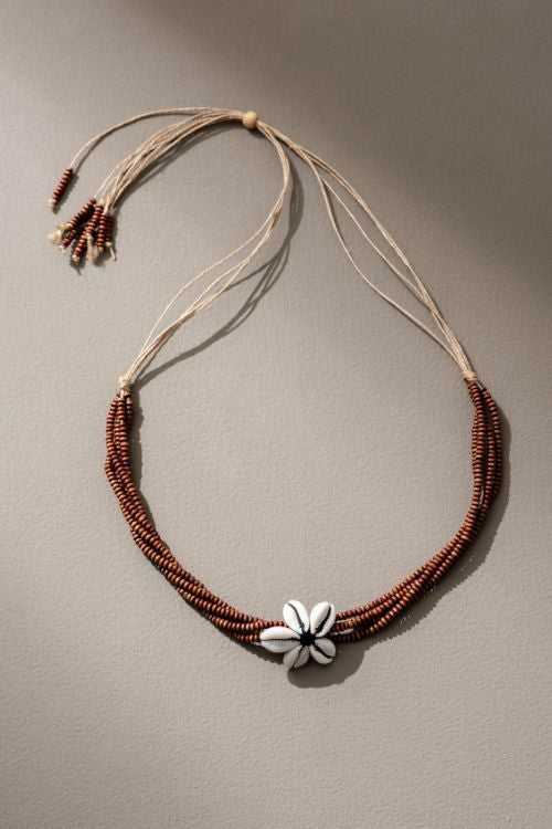WHE Cowry Shell and Wooden Beads choker
