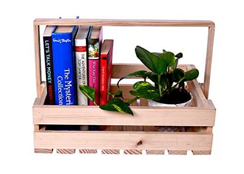 The Weaver's Nest Handcrafted Magazine Holder/Book Holder/Tray/Stand with Handle for Books, Flower Pot, Home Décor