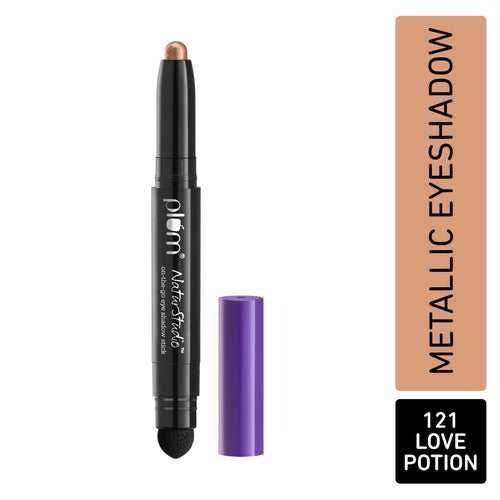 Plum NaturStudio on-the-go Eyeshadow Stick | Waterproof & Crease-proof | Highly Pigmented | With Smudger | Metallic Finish