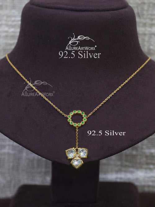 Aviva Silver Chain(green-long)