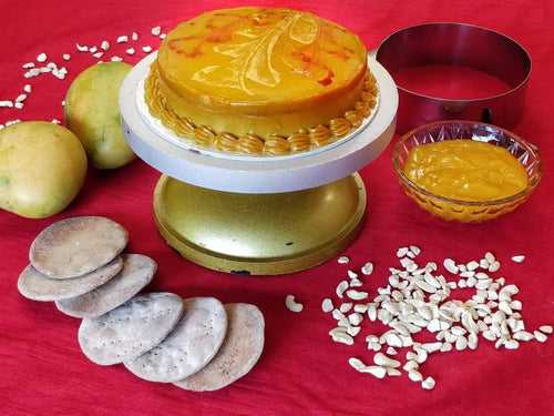 Mango and Cashew Icing Cake - Summer Special | Gluten-free, Sugar-free, Sweetened with Dates