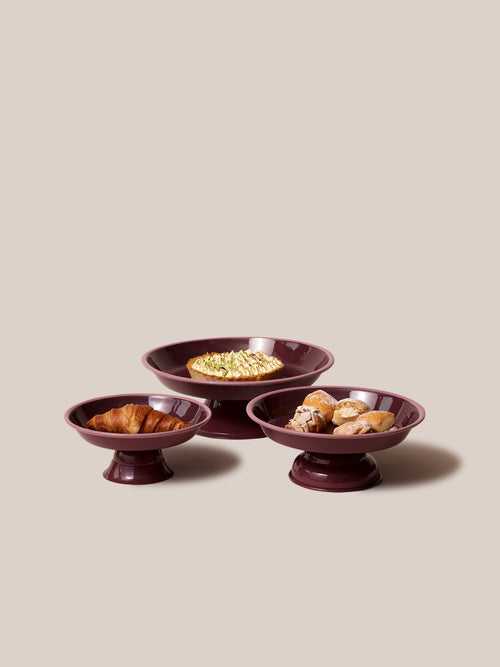 Amari Pedestal Platter Burgundy - S