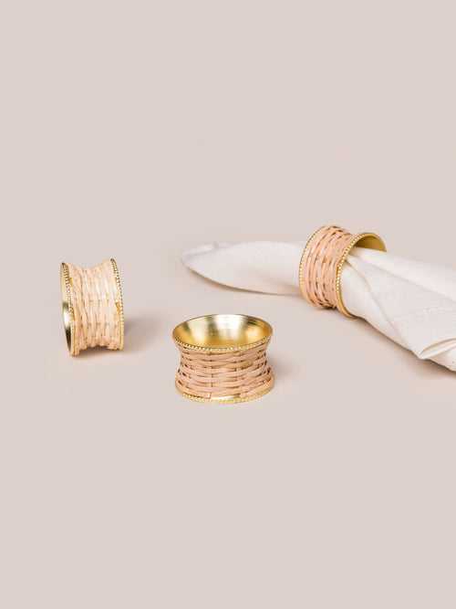 Grazia Napkin Ring Rattan - Rose Gold