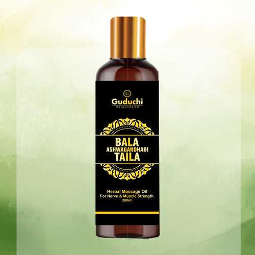 Guduchi Balaashwagandhadi body oil Improves Nerve and Muscle Strength | For External Use | 200 ML