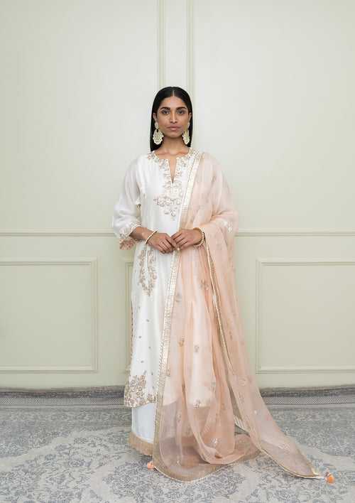 Basirah-Daisy Ivory Gota Embroidered Kurta Set