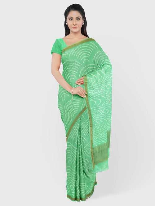 Aqua Traditional Bandhani Saree in Crepe