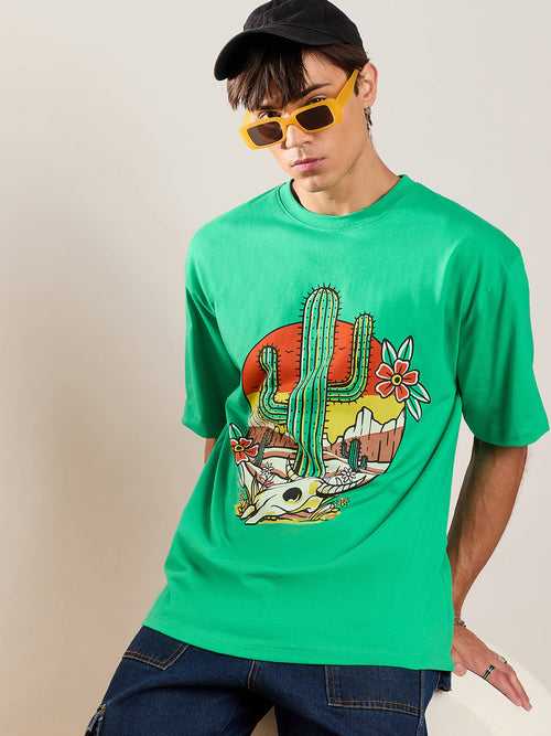 Unisex Green Cactus Oversized T-Shirt