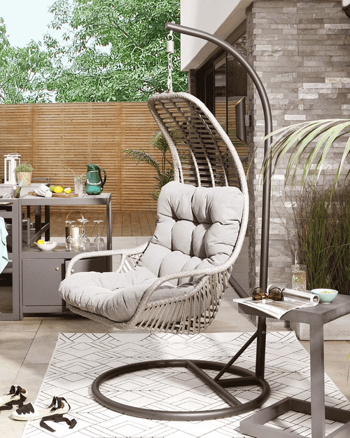 Edmondo Single Seater Hanging Swing With Stand For Balcony , Garden Swing (Grey)