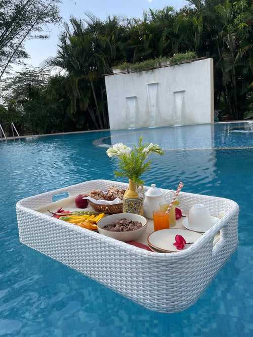 Rocío Luxury Floating Serving Tray For Swimming Pool - White( Rectangle )