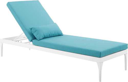 Clay Outdoor Swimming Poolside Lounger (White + Sky Blue )