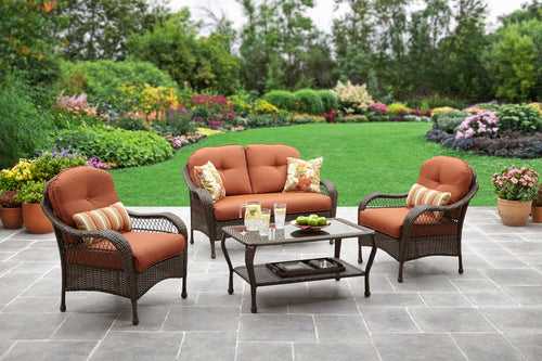Dona Outdoor Sofa Set 2 Seater, 2 Single seater and 1 Center Table (Dark Brown)