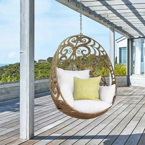 Wayne Single Seater Hanging Swing Without Stand For Balcony , Garden Swing (Tan)