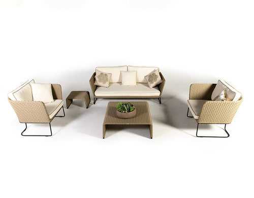 Ricci Outdoor Sofa Set 2 Seater , 2 Single seater and 1 Center Table (Brown + Beige)