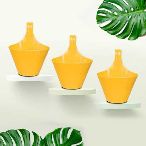 9-Inch Yellow Railing Oval Pots Set of 3/5