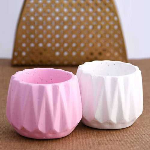 6-Inch ConeHex Concrete Pot (Medium) Set of 2 |Available Color White, Beige, Red, Blue & Green |