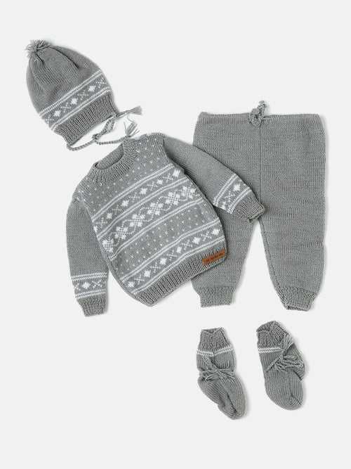 Handmade Knitted Pyjama Set- Grey & White