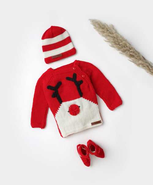 Reindeer Sweater Set- Red & White