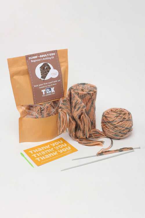 Beginner's Knitting Kit Scarf - Adult Size - Multicoloured