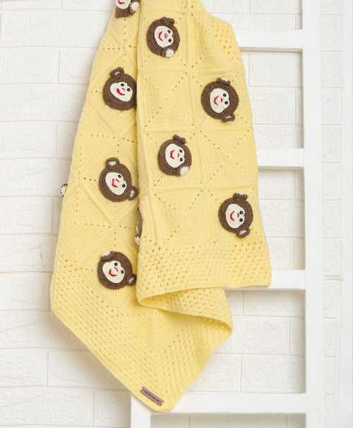 Handmade Monkey Blanket- Lemon Yellow