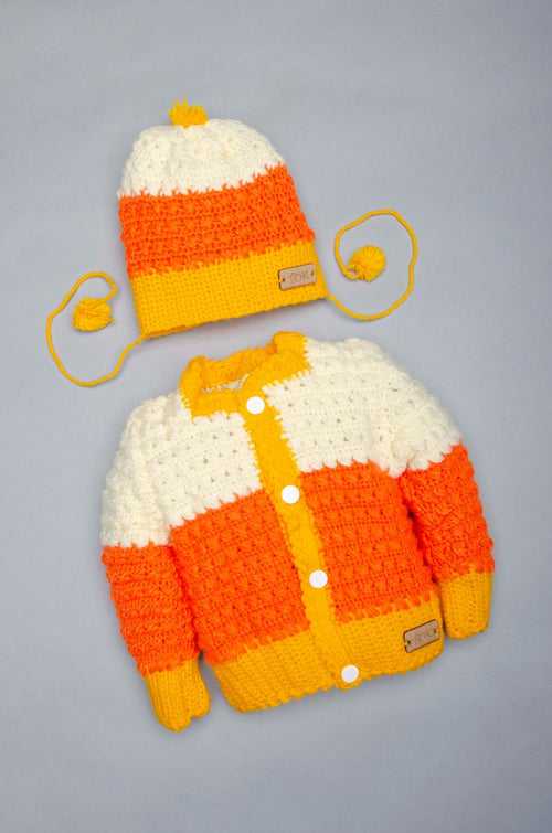 Handmade Sweater Set- Orange & Off White