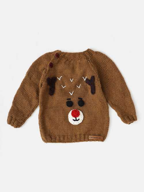 Handmade Reindeer Sweater- Brown