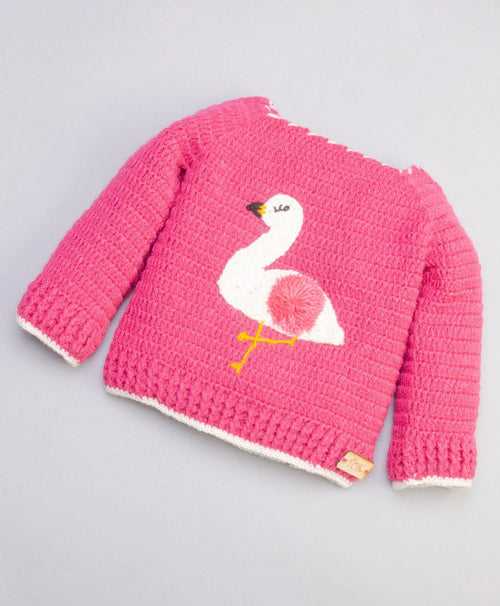 Handmade Flamingo Sweater- Pink