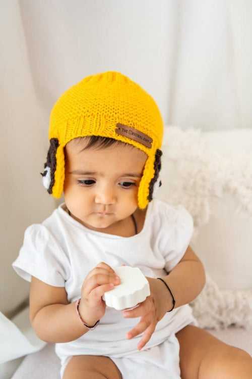 Teddy design Knitted Ear warmer- Yellow