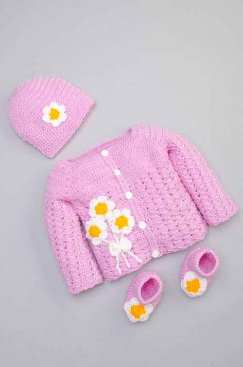 Flower Embellished Sweater Set- Mauve