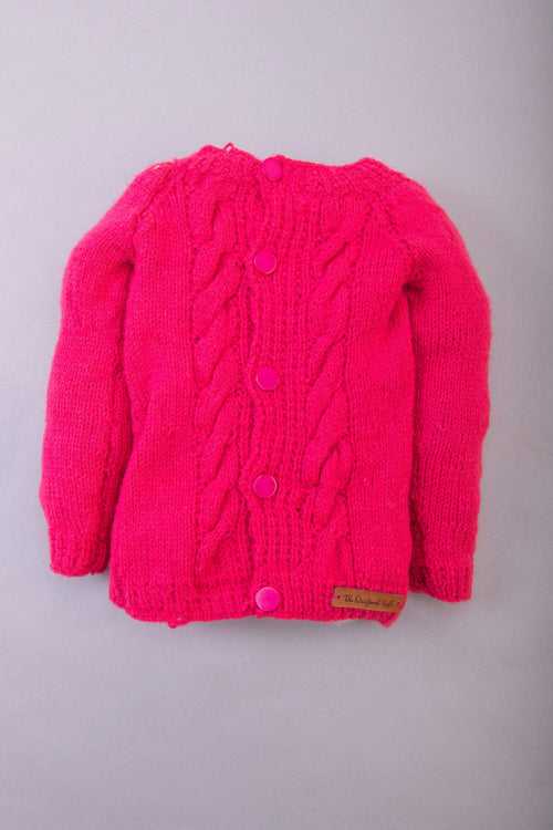 Handmade Cable Design Sweater- Pink