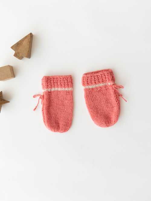 Handmade Knitted Mittens- Pink