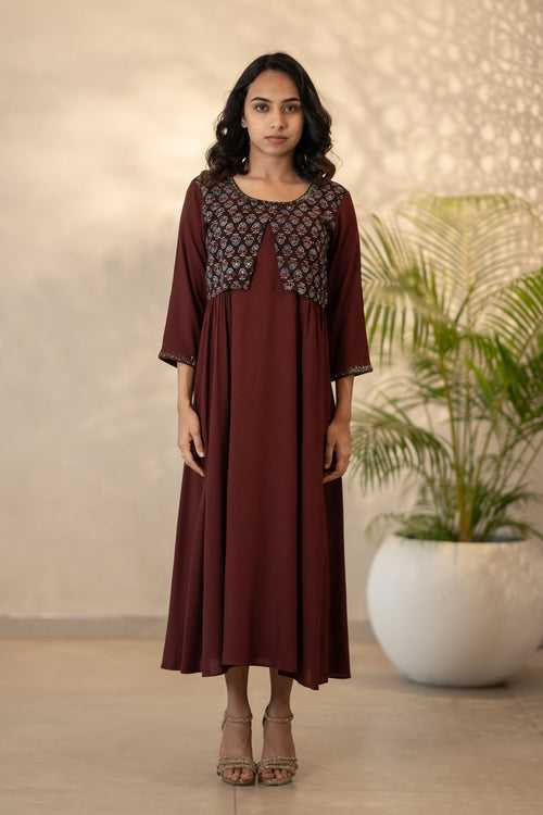 Ajrakh Printed Hand Embroidered Kurti