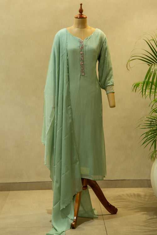 Pastel Green Crape Georgette Salwar Set