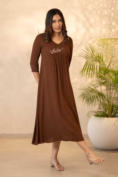 Hand Embroidered Rayon Kurti