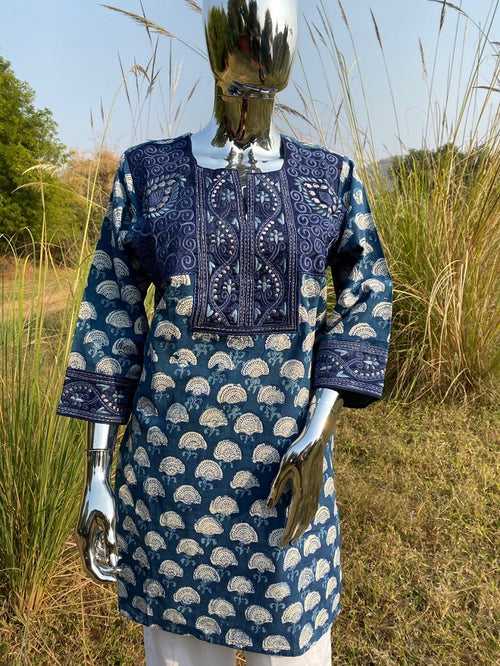 Ajanta Embroidered Hand Block Print Tunic