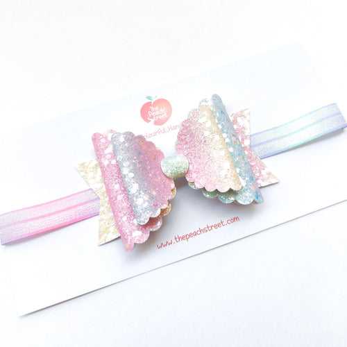 Pastel Prism Glitter Bow Headband