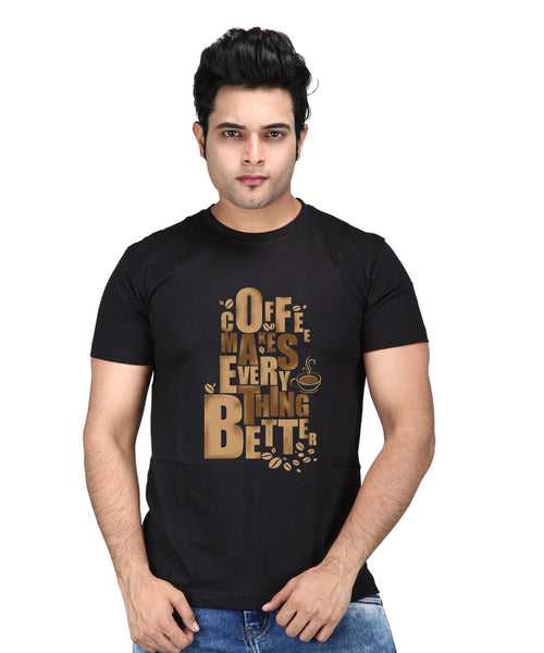 Coffee Better - Premium Round Neck Cotton Tees for Men - Black