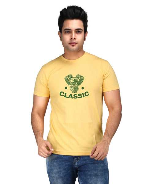 Classic - Premium Round Neck Cotton Tees for Men - Golden Yellow