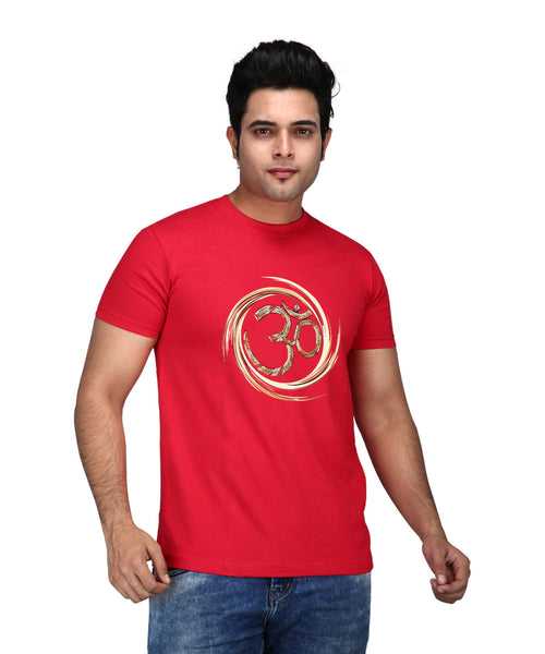 Om Art - Premium Round Neck Cotton Tees for Men - Red