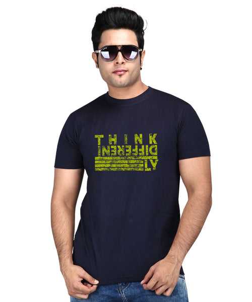 Think Differently - Premium Round Neck Cotton Tees for Men - Navy Blue