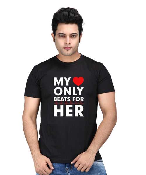 My Love Only beats for HER - Premium Round Neck Cotton Tees for Men - Black
