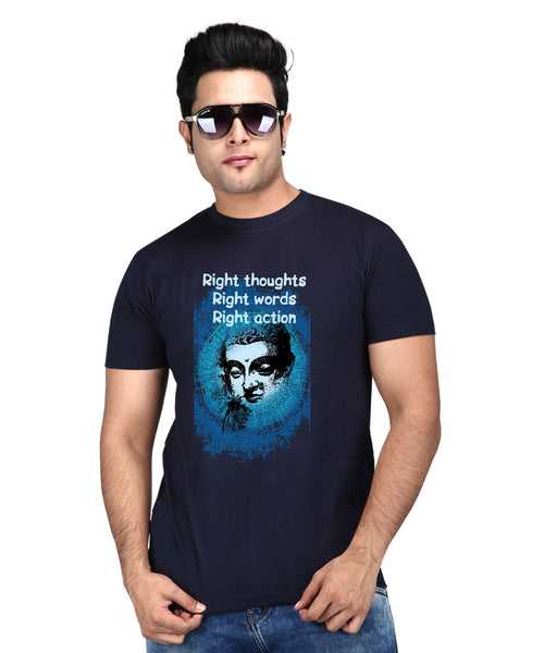 Right Thoughts - Premium Round Neck Cotton Tees for Men - Navy Blue