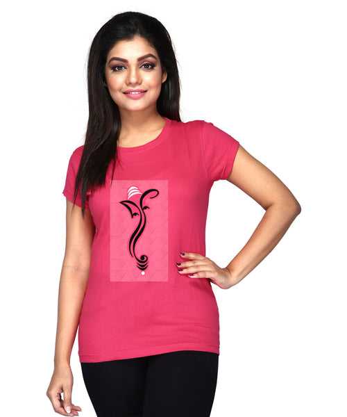 Absolute Ganesha - Premium Round Neck Cotton Tees for Women - Magenta