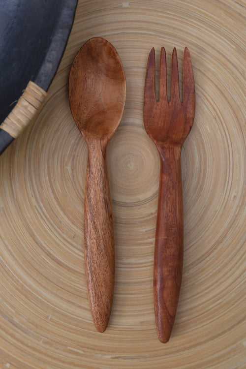 Neem Wood Spoon & Fork - Combo