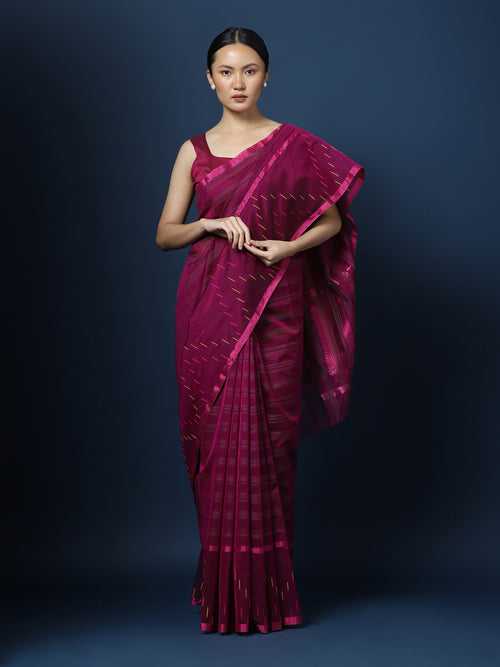 Bright Pink Chanderi Saree